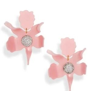 Lele Sadoughi Pink and Silver Floral Earrings